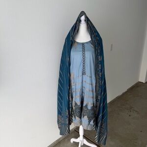 Light Blue Suit with Statement Teal Dupatta